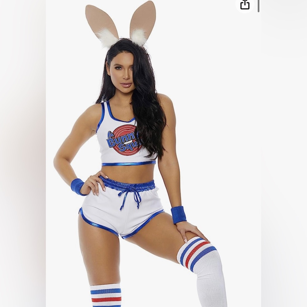Forplay Bunny Squad Baller Costume White Blue Sz L/XL